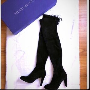 Stuart Weitzman Highland Black Suede Boots New